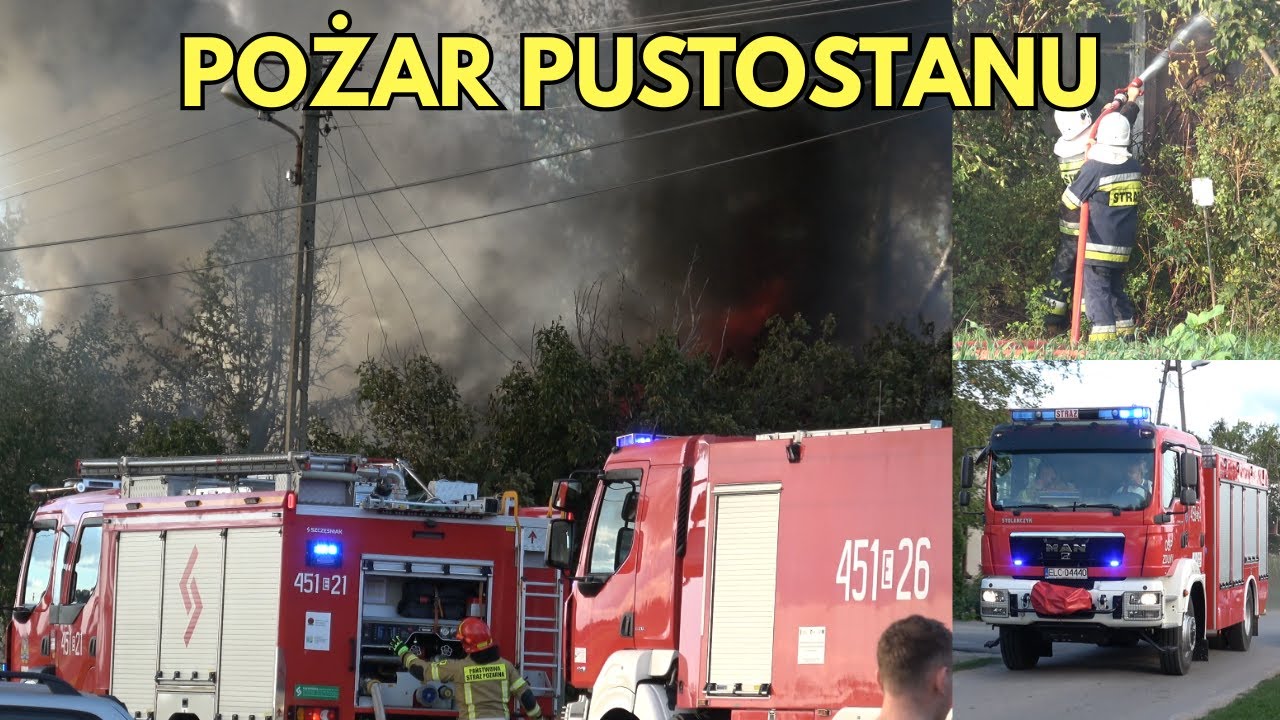 Pożar pustostanu w Świeryżu k. Łowicza 23.09.25 - Alarmowo wozy OSP Zduny i miejsce akcji gaśniczej