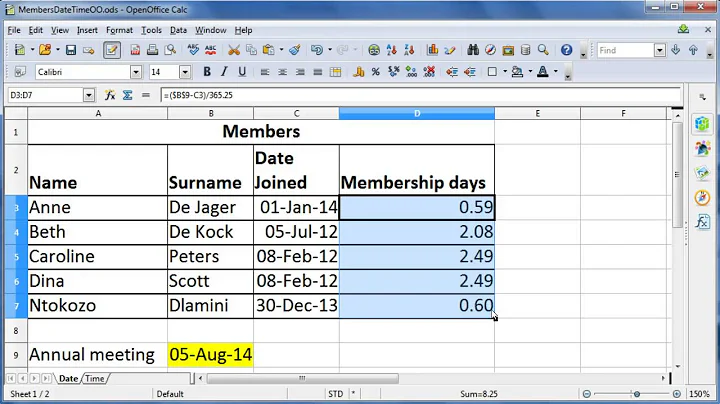 CAT 12 Spreadsheets OpenOffice - 4 Date and Time Calculations