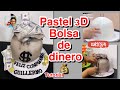 Pastel 💰 Bolsa de Dinero 3D 💰tallado y decoración paso a paso ( Tutorial en Fondant y aerógrafo)