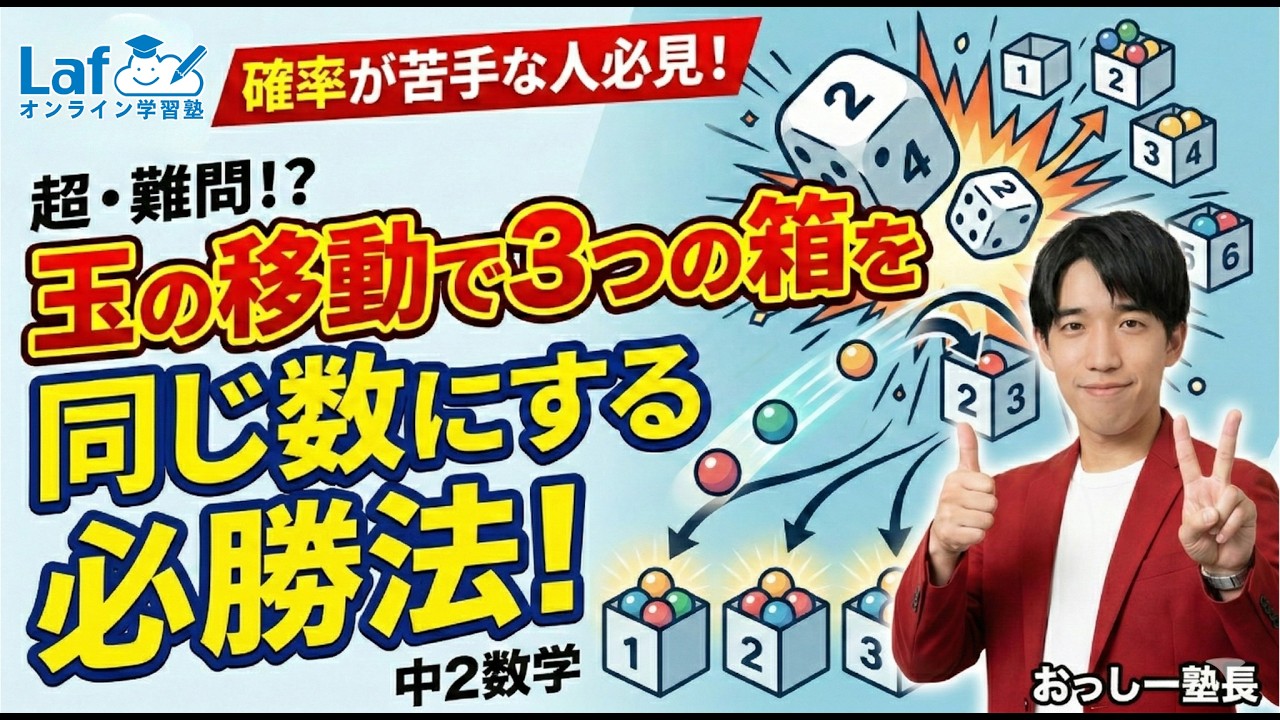 【入試確率】サイコロを振って玉を移動!? ややこしい確率問題を一発で理解する方法【中2数学】