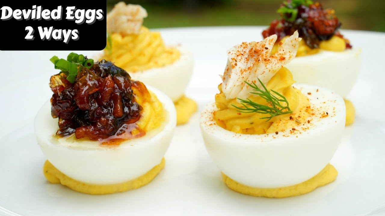 Deviled Eggs 2 Ways | Jalapeno Bacon Jam & Crab Stuffed Deviled