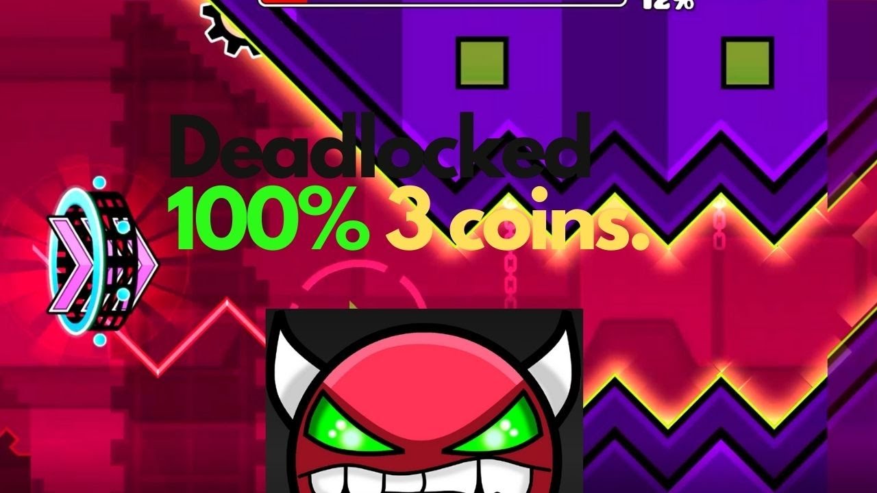 Geometry Dash 100% Deadlocked (All 3 Coins) - PsychoRages