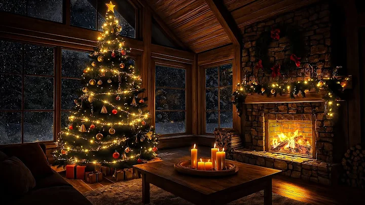 ASMR Christmas Night Snowfall ❄️ Fireplace Ambience for Stress Relief & Sleep - 5 Hours