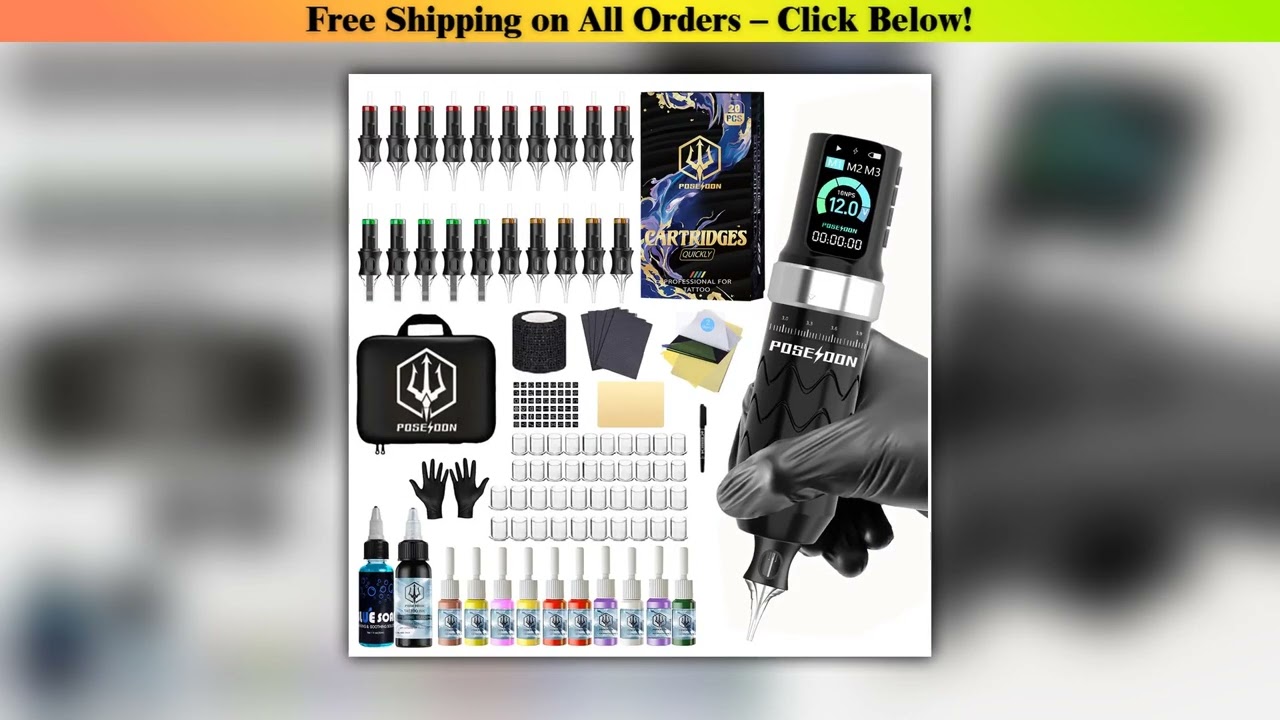 POSEIDON Tattoo Kit V5 Tattoo Pen Kit For Permanent Makeup Tattoo Machine Kit Professional Tattoo
