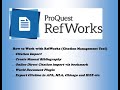How to Work with Online Reference Tool (Refworks)