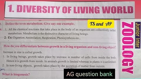 inter 1st year zoology  1st lesson Diversity of living world// question and answers//AGquestionbank