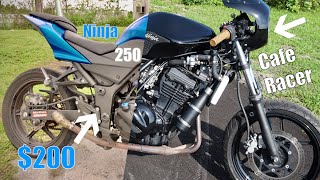 $200 Ninja Complete Wrecked Bike Rebuild / Custom Cafe Racer
