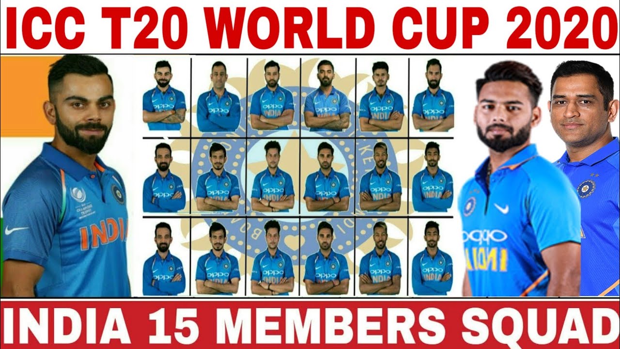 ICC T20 WORLD CUP 2020 INDIA TEAM SQUAD  INDIA 15 MEMBERS T20 SQUAD