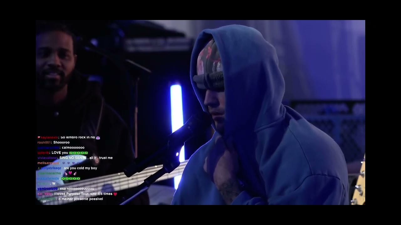 Justin Bieber performing “Love Yourself” on Twitch live