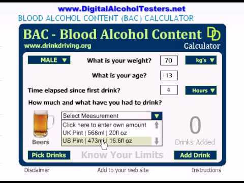 Blood Alcohol Consumption Chart