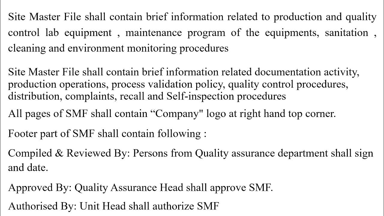 Pharmaceutical sop for preparation of site master file youtube