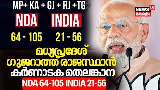 Lok Sabha Election| മധ്യപ്രദേശ് ഗുജറാത്ത് രാജസ്ഥാൻ കർണാടക തെലങ്കാന NDA 64-105 INDIA 21-56
