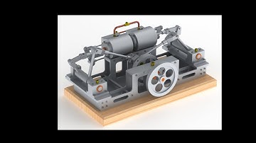 2 CYLINDER HORIZONTAL STEAM ENGINE OF THE "MONITOR" TYPE , section view #solidworks  #letsmakeitcad