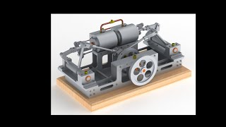 2 CYLINDER HORIZONTAL STEAM ENGINE OF THE "MONITOR" TYPE , section view #solidworks  #letsmakeitcad