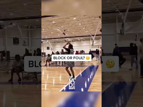 BLOCK OR FOUL?! 🤔👀 (via @madehoops @vo.flicks) #shorts