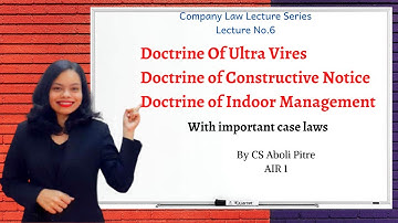 Doctrines of Ultra Vires, Constructive Notice & Indoor Management,Company Law,CS,CA,CMA,Law Lecture