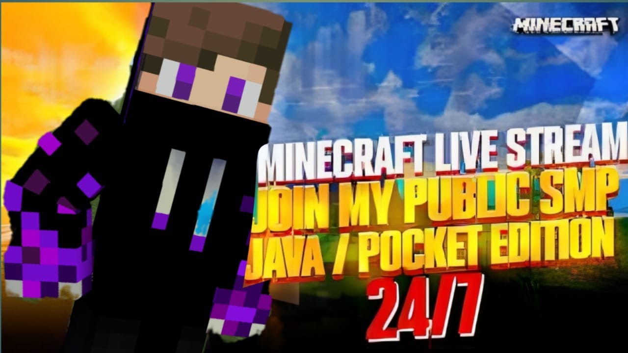 Minecraft Live 🔴 Public SMP | Java + Pe | CRACKED | 24/7 server | # ...