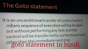 Go to statement in C in Hindi
