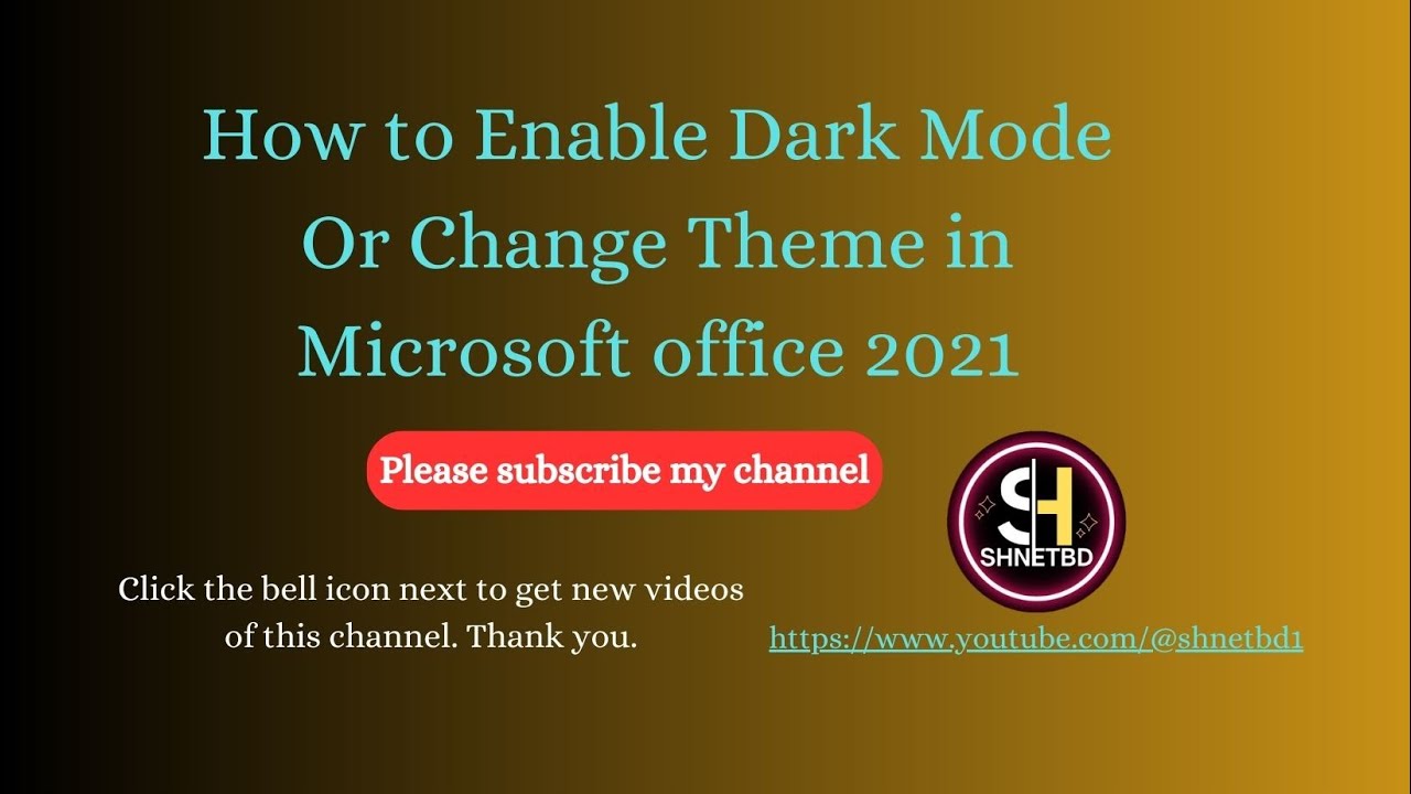 How to Enable Dark Mode Or Change Theme in Microsoft office 2021 - YouTube