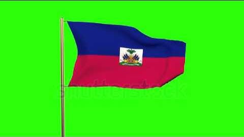 Haiti flag waving in the wind. Green screen, alpha matte. Loopable animation Stock video by