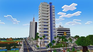 Minecraft Construindo uma Cidade #33- Prédio 5 e Pequena Praça