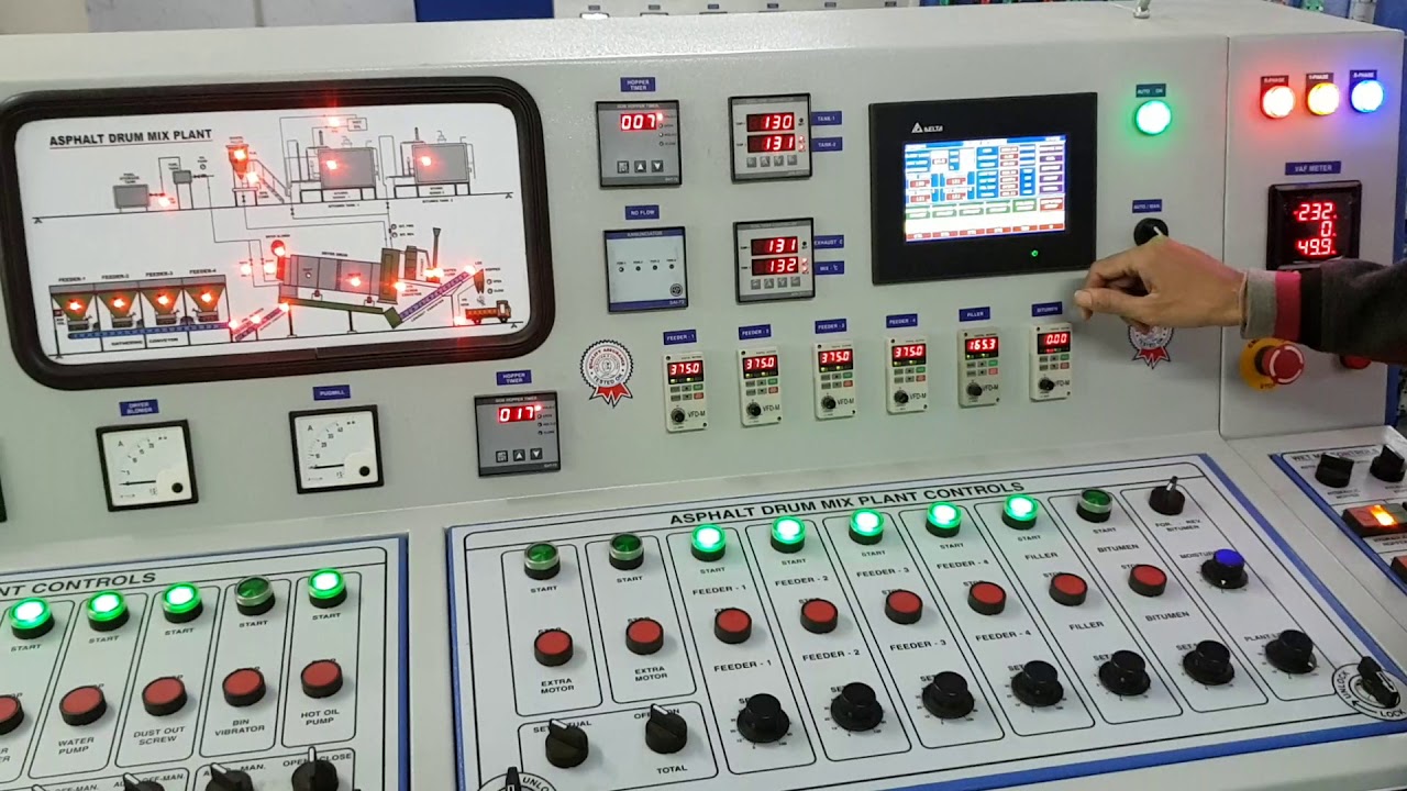Asphalt Drum Mix Wet Mix Plc type Control Panel - YouTube
