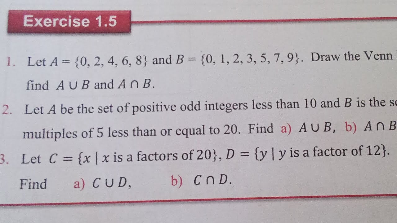 MATHS grade 9 unit 1 Sets Exercises 1.6 - YouTube