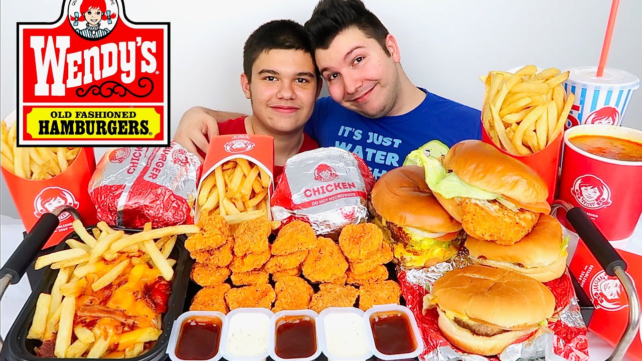 My Little Brother Tries Wendy's For The First Time • MUKBANG