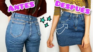 TRANSFORMA TUS JEANS AGUADOS A UNA FALDA