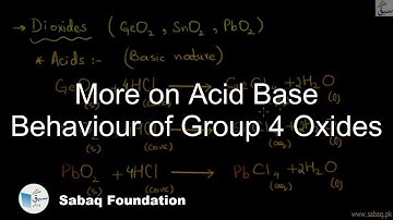 More on Acid Base Behaviour of Group 4 Oxides, Chemistry Lecture | Sabaq.pk