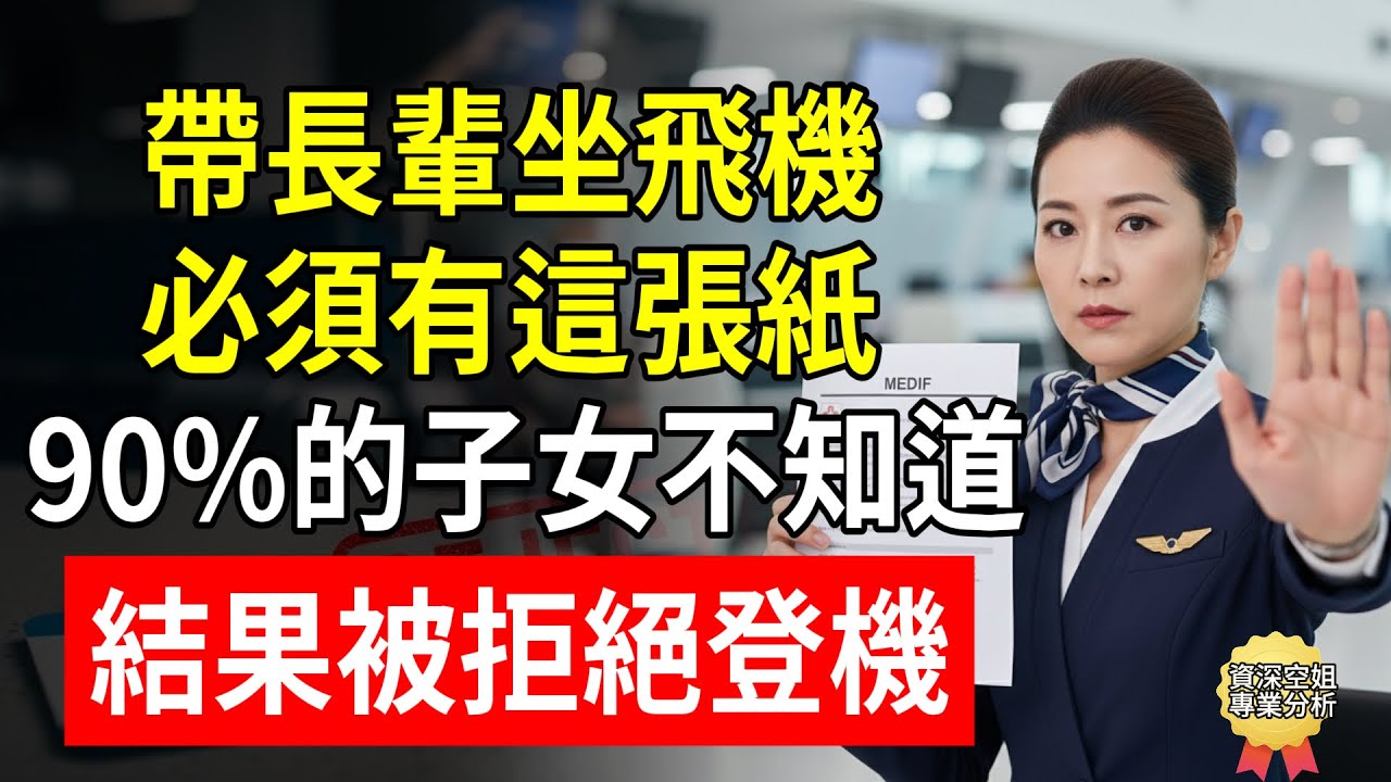 帶長輩坐飛機，必須有“這張紙”！90%的子女不知道，結果被拒絕登機！#老年人坐飛機 #帶父母旅遊 #機場輪椅 #適航證明 #空姐