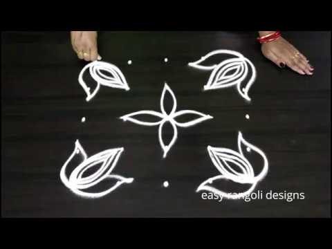 Beautiful Kolam For Beginners || Easy Rangoli Designs With 5 Dots || Latest Chukkala Muggulu