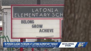 In-person classes to resume at Latonia Elementary School after roof collapse