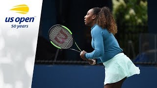 Serena Williams practices at the 2018 US Open