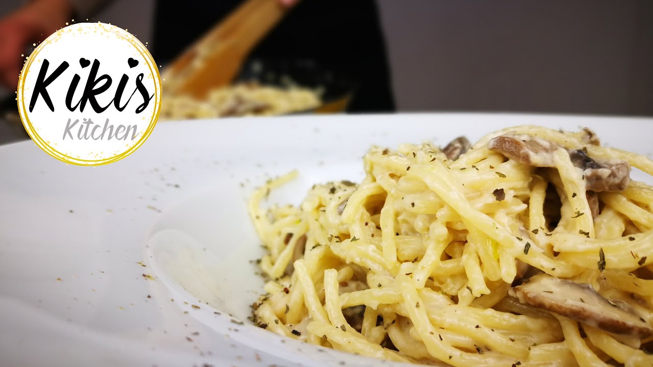 Nudeln mit Champignon Sahnesauce | Pasta mit Pilzen | Schnelle Soße fur ...