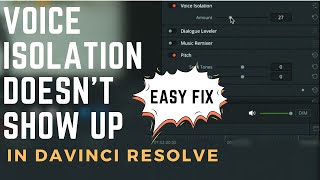 Voice isolation doesn't show up in DaVinci Resolve. EASY FIX #davinciresolve #turorial