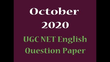 October 2020 UGC NET English Question Paper | Previous Year Question Paper | NTA UGC NET English