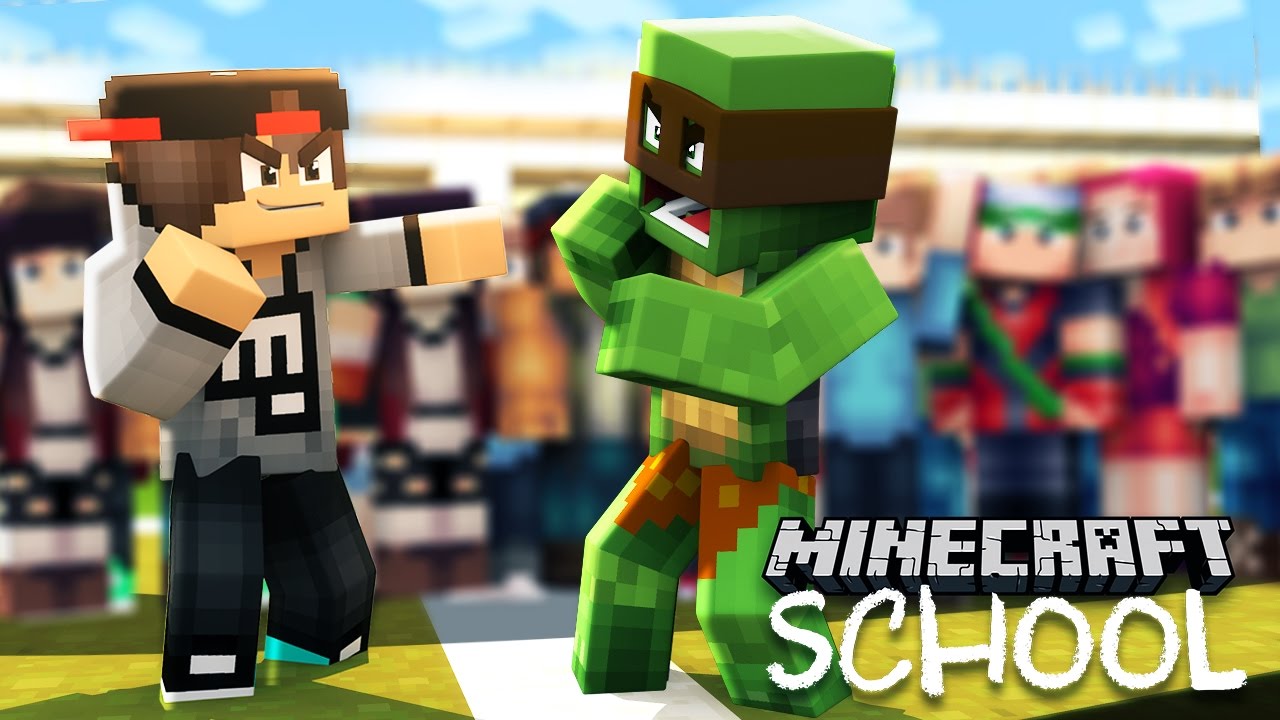 Minecraft School THE BULLY BEATS UP LITTLELIZARD YouTube