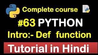 #63 Introduction function chapter in python // Complete Python tutorial(2020)💻