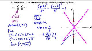 Precalculus Chapter 8.3 Exercises 11-22 Graph Hyperbolas with and without a Graphing Calculator