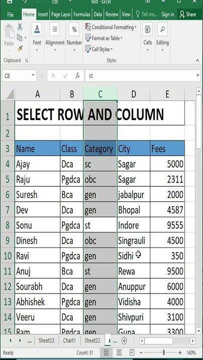 SELECT ROW/COLUMN SHORTCUT | ROW COLUMN SLECTION SHORTCUT | DIGITAL ...