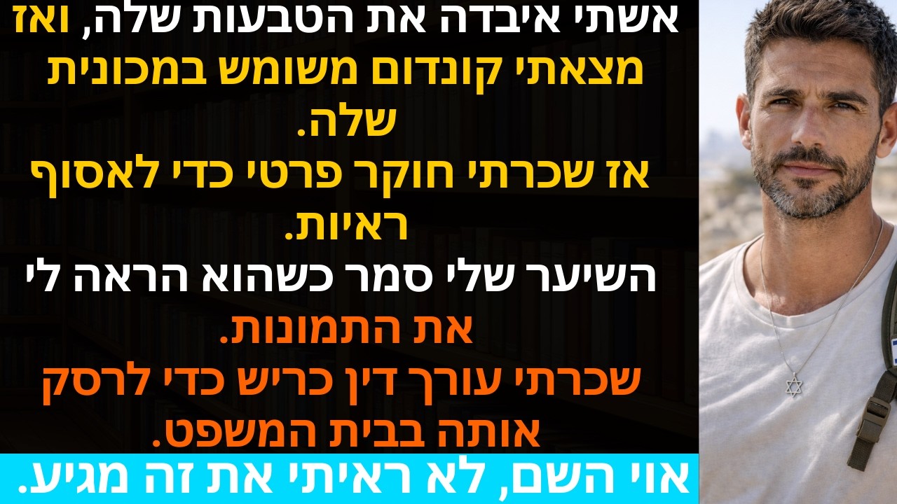 אשתי איבדה את הטבעות שלה, ואז מצאתי קונדום משומש במכונית שלה. אז שכרתי חוקר פרטי כדי לאסוף ראיות..