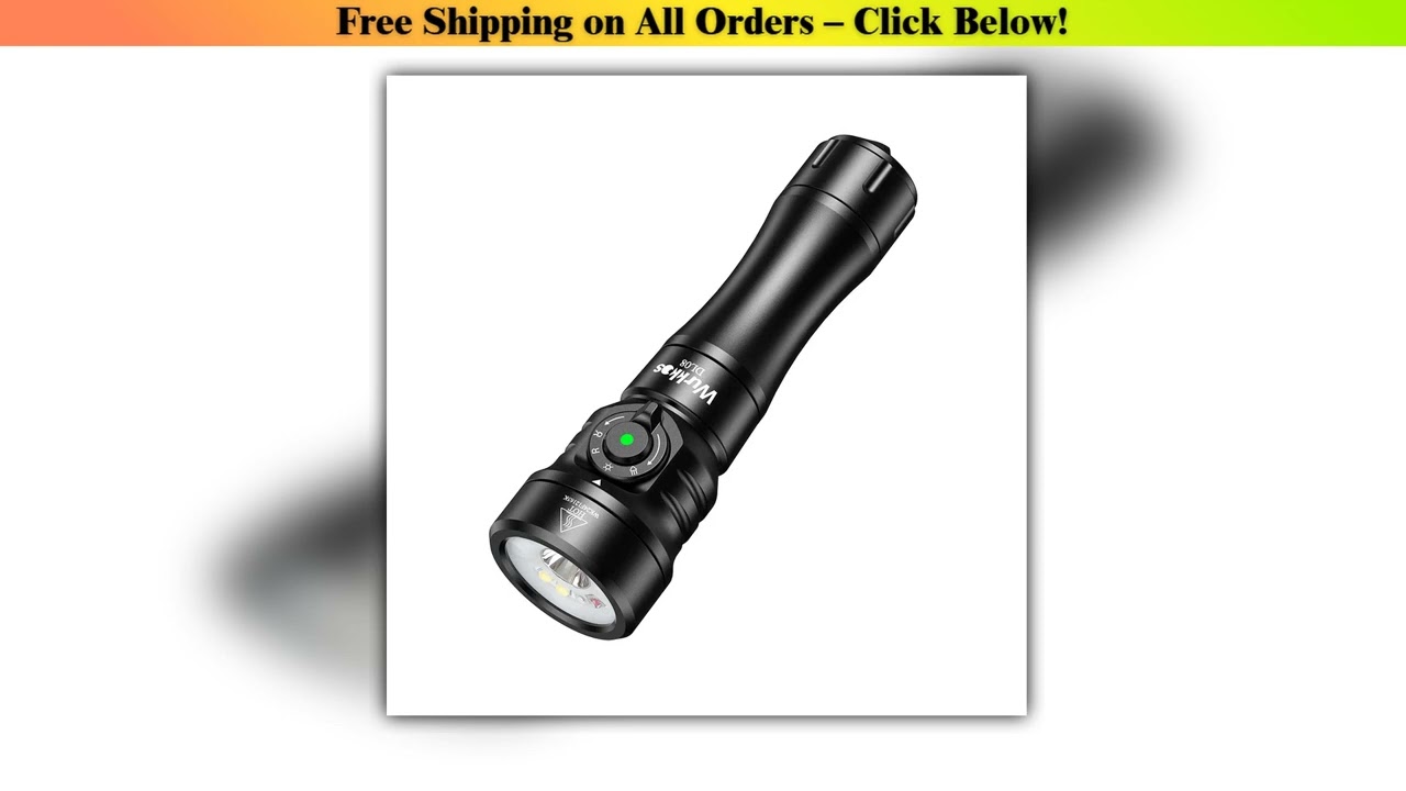 Wurkkos DL08 Powerful 3600lm Flashlight 21700 Rechargeable Diving Light with Rotary Magnetic