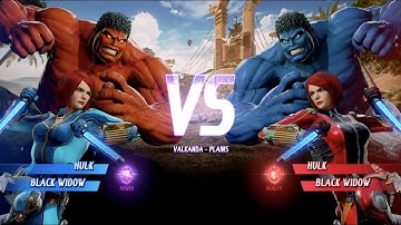 Black widow and Red Hulk vs Black Widow and Blue Hulk - MARVEL VS. CAPCOM: INFINITE