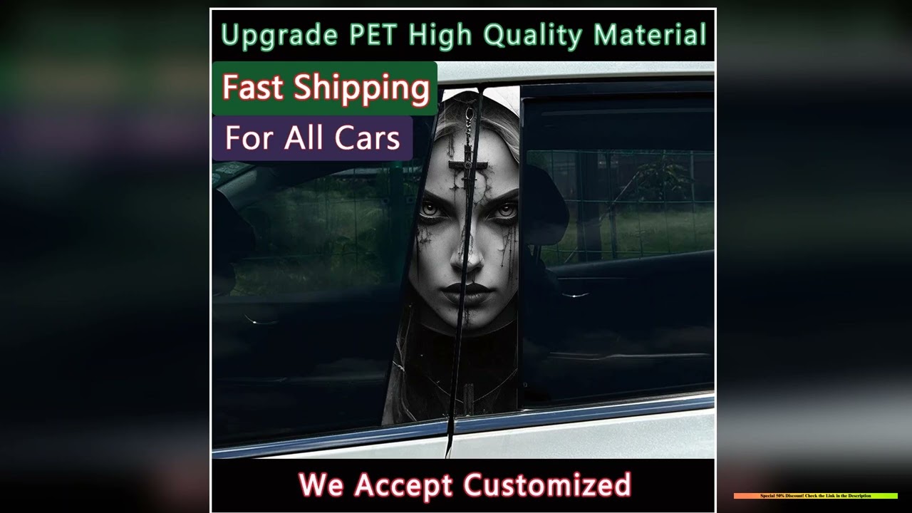 Gothic Nun Car Stickers Auto Bpillar Car Center Column Decoration Cover Scratches Waterproof