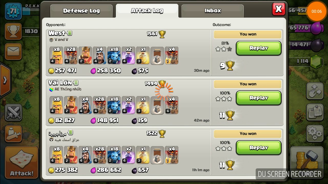 Attacking Maxed TH7 base using balloonion.