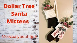 DIY Christmas Mittens Using Dollar Tree Oven Mitt - The Shabby Tree