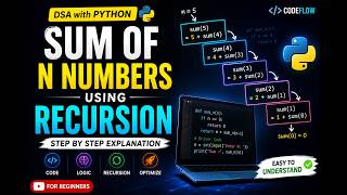 🔥 Sum of N Numbers Using Recursion in Python | Beginner-Friendly Tutorial | DSA with Python