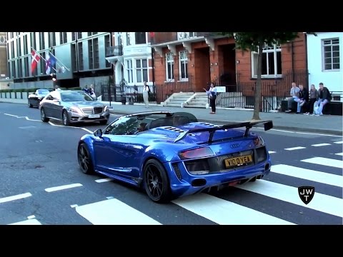 (MODIFIED) Audi R8 V10 (GT Spyder) INVASION In London! REVS & Acceleration SOUNDS!