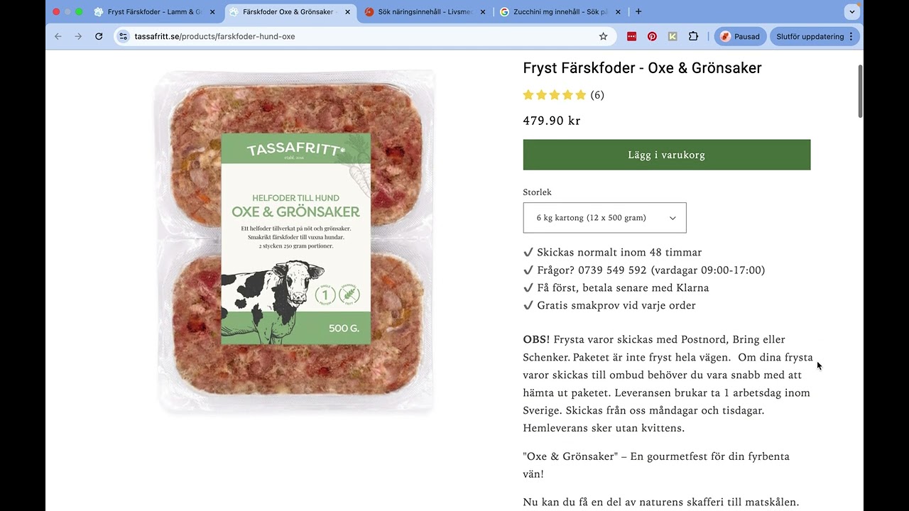 Snabbanalys av färskfodret Tassa fritt